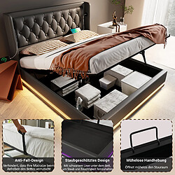 Avis OKWISH Lit coffre 160x200 cm PU Lit capitonné - Noir