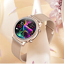 Montre Connectée Femme M3 - Écran Tactile HD 1.27" - Surveillance Santé Avancée - IP67 - Doré