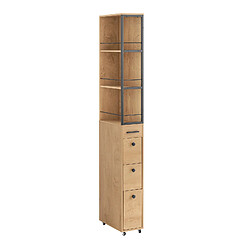 SoBuy NSR13-N Meuble Colonne, Armoire Haute à roulettes, Meuble de Rangement Étroit avec 3 Étages et 3 Tiroirs