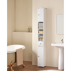 Sobuy Armoire de Salle de Bain 2 Portes, 1 Tiroir, 5 Compartiments, Blanche