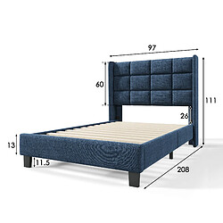 Acheter OKWISH Lit simple 90x200 cm Lit lin - Bleu