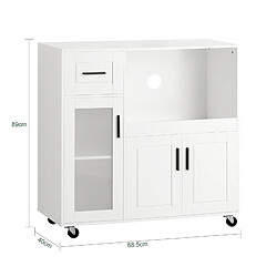 Avis SoBuy FSB78-W Meuble Micro-Ondes Buffet Commode sur roulettes Armoire de Cuisine Multi-Rangement avec 3 Portes, 1 Tiroir, 1 Compartiment