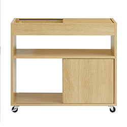 SoBuy Table d'appoint avec roulettes, 3 compartiments à portes coulissantes