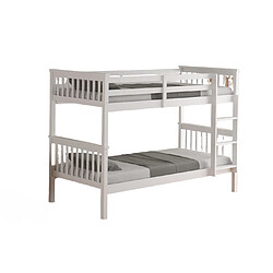 Homy France Lit superposé en bois blanc 90x190 cm 1+1 BATNA