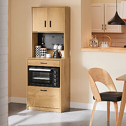 Sobuy Buffet à Tiroir, Panneau Perforé et Niche à Micro-Ondes Style Chêne Vintage