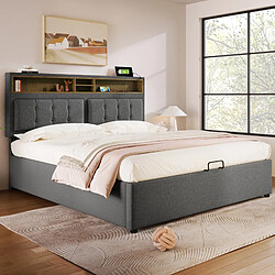 Acheter OKWISH Lit coffre 160x200 cm Lit modulable - Gris