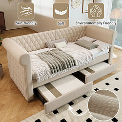Avis OKWISH Lit banquette 90x200 cm - Lit simple dossier haut - Beige