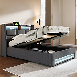 OKWISH Lit coffre 90x200 cm Lit métal - Gris