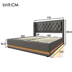 Acheter OKWISH Lit coffre 160x200 cm Coton Lit capitonné - Gris