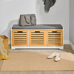 SoBuy FSR23-WN Banc de Rangement avec Coussin Rembourré et 3 Cubes Meuble d'Entrée