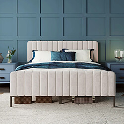 Avis OKWISH Lit double 160x200 cm - Réglable - Gris Beige
