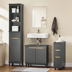 SoBuy Colonne de Rangement pour Salle de Bain avec 3 Étagères, Porte et Tiroir