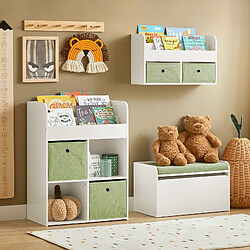 SoBuy KMB79-W Bibliothèque pour Enfant, Étagère de Rangement pour Jouets et Livres, 3 Étagères, 4 Compartiments et 2 Boîtes de Rangement