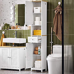 Armoire de Salle de Bain SoBuy avec 2 Portes, Tiroir et Niche 32x170x30cm FRG236-WN