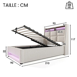 Acheter OKWISH Lit coffre 90x200 cm Lit métal - Beige