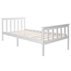 OKWISH Lit simple 90x200 cm Lit cadre bois - Blanc pas cher