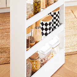 SoBuy NSR12-WN Étagère de Niche à roulettes en Bois Meuble de Rangement Cuisine Chariot Placard Alcôve Chariot de Service 4 Étages pas cher