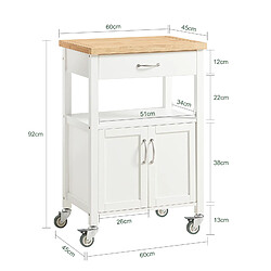 Avis SoBuy FKW22-WN Meuble de Rangement à roulettes, Caisson roulant, Chariot L60xH90xP44cm