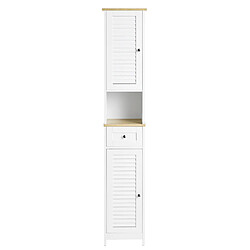 Armoire de Salle de Bain SoBuy avec 2 Portes, Tiroir et Niche 32x170x30cm FRG236-WN