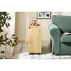 SoBuy Table d'appoint avec roulettes, 3 compartiments à portes coulissantes