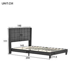 Acheter OKWISH Lit double 140x200 cm Lit lin - Gris