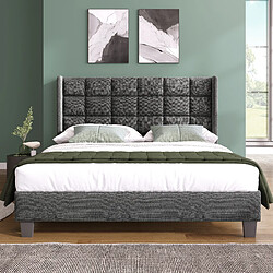 Avis OKWISH Lit double 140x200 cm Lit lin - Gris