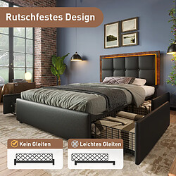 Avis OKWISH Lit avec rangement 90x200 cm - Lit simple réglable - Noir