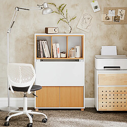 SoBuy Bureau Pliable avec Étagères de Rangement, Blanc, 70x25x108 cm