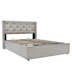 OKWISH Lit coffre 160 x 200 cm - Lit avec coffre de rangement - Gris clair pas cher
