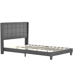 OKWISH Lit double 140x200 cm Lit lin - Gris pas cher