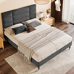 OKWISH Lit double 140 x 200 cm - Lit avec rangement sous le lit - Gris