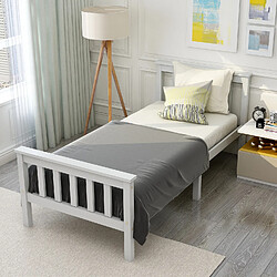 Avis OKWISH Lit simple 90x200 cm Lit cadre bois - Blanc