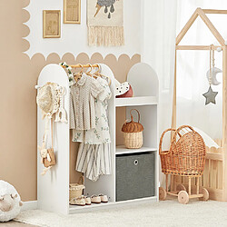 SoBuy Armoire Enfant avec Portant, 3 Étagères, Panier et Crochets Blancs