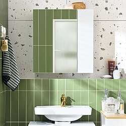 SoBuy Armoire Murale avec Miroir, 1 Porte 3 Compartiments, Étagères Réglables, Blanche