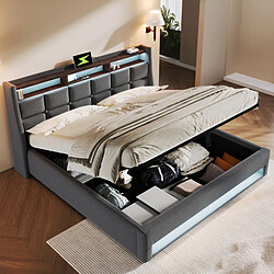 OKWISH Lit coffre 140x200 cm Lit avec rangement - Gris