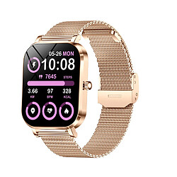 Montre Intelligente Femme M90 - Appels Bluetooth, Écran Plein, Mesure Fréquence Cardiaque, Surveillance Sommeil, Étanche Bracelet en acier doré