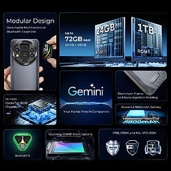 Smartphone Oukitel WP200 Pro Vert : 6.7",24Go+1 To, 8800mAh, Android 15,Empreinte digitale, Dual SIM 5G, NFC,Téléphone Portable-311g