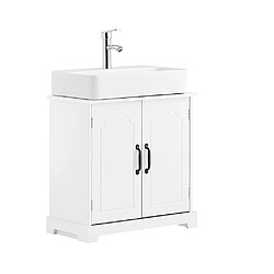 SoBuy Armoire pour Salle de Bain Blanche avec 2 Paniers Amovibles et Tiroirs