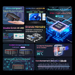 Blackview MP60 Mini PC, Intel New 2025 Gen N150(jusqu'à 3.6GHz) Computer 16Go DDR4 RAM 1To M.2 SSD, Mini Desktop Gaming PC 4K HD Dual HDMI, Gigabit Ethernet, 5G WiFi/BT/Éducation