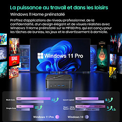 Mini PC Blackview MP100 Pro - Intel®Alder Lake i3-1215U- 3200MHz- 4.4GHz -16 Go- 512 Go-SSD 2To, Windows 11 Pro, Wifi 5.0 - Noir