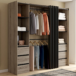 Idmarket Dressing extensible double MERYL 120/180 cm hêtre