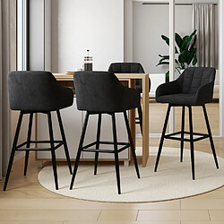 Idmarket X4 TABOURET MADY NOIR
