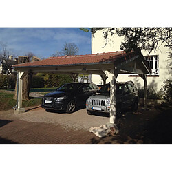 MR CHARPENTE CARPORT ROBUSTE bois deux pentes 33m² (emprise au sol 20m²), garantie 10 ans.