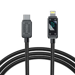 Avis Wekome Câble USB-C Lightning 20W 1m Series Vanguard Affichage LED Ultra Rapide Noir