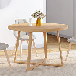 Idmarket TAM EXT RONDE SELMA HETRE - Table à manger fixe ronde SELMA 4-6 personnes bois effet hêtre 110 cm