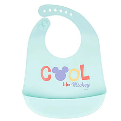 Mickey Minnie Mickey Mouse Bavoir Repas Silicone avec Poche Mickey Cool Bleu clair