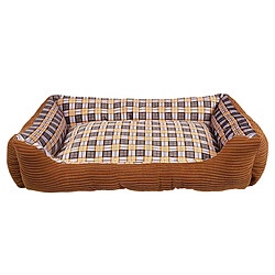 Inny Canapé-lit pour Chien en Velours Côtelé Moelleux 75cm Taille L Marron