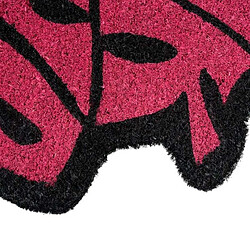 Inny Paillasson Décoratif Motif Rock Vintage 62x38cm Antidérapant Fuchsia