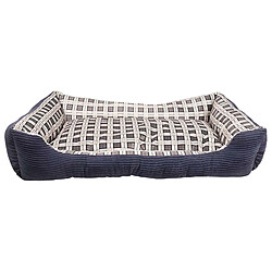 Inny Canapé-lit pour Chien en Velours Côtelé Moelleux 90cm Taille XL Bleu marine