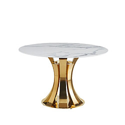 Homy france table à manger ronde Judith - marbré blanc